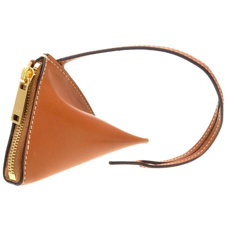 Minimalist leather handbags  Celine Troche Leather Brown Coin Purse Case Charm