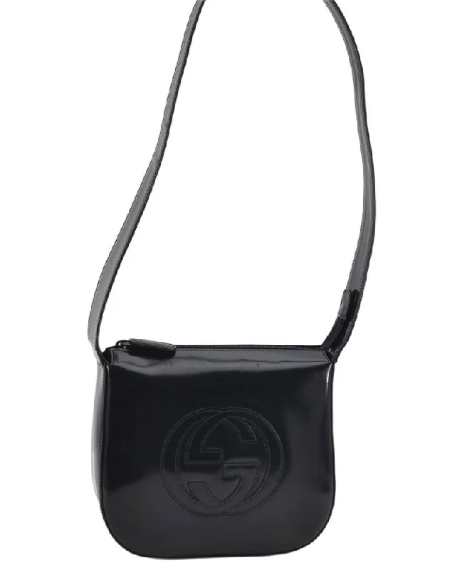 Elegant clutch bags for weddings  Authentic GUCCI Vintage Shoulder Bag Purse GG Enamel Navy Junk 0173K